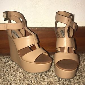 Nude platform wedges